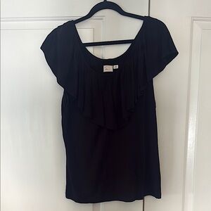 Anthropologie black ruffle top